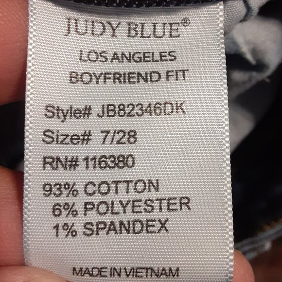 Judy Blue Boyfriend Fit Splattered Distressed Hem Women's Jeans JB82346DK - Picture 8 of 9